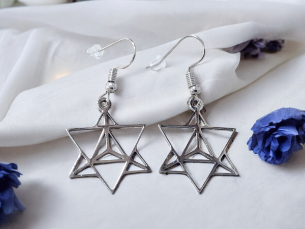 Boucles oreilles Merkaba argentée